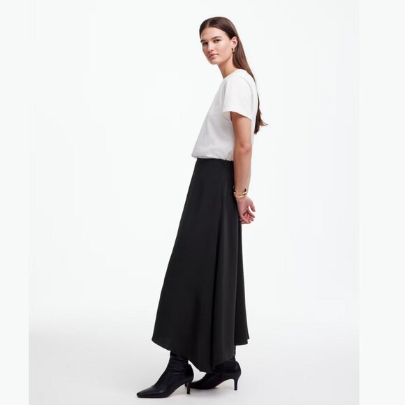 Madewell Skirt Womens Asymmetric Midi Black Minimalist Size 2 New With Tags - Picture 13 of 17